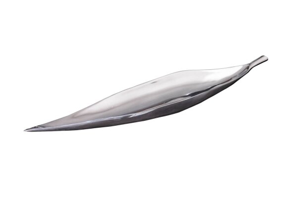 Coupe décorative argentée en métal 80 cm de long Design feuille