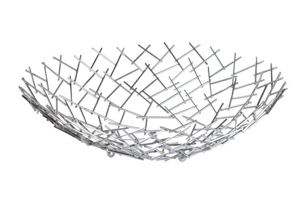 Coupe décorative en métal Ø 45 cm Grille Design en argent