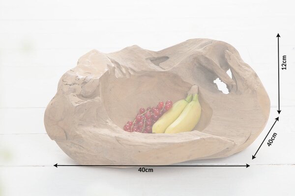 Coupe décorative en teck faite à la main L : 40 cm Pièce unique