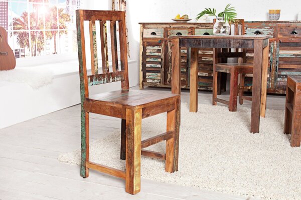 Chaise de salle à manger en bois multicolore Unikat Handarbeit BLANCA