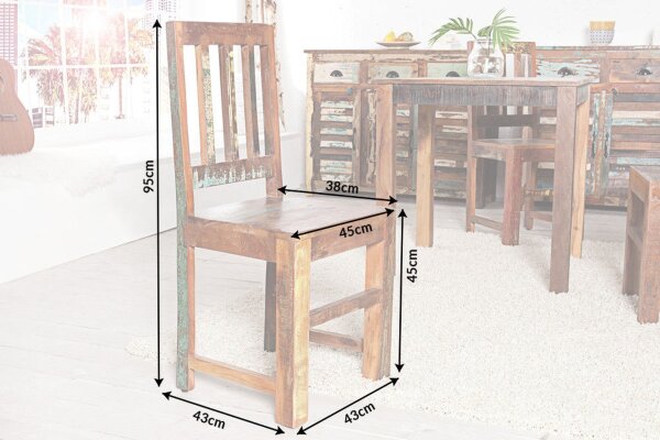 Chaise de salle à manger en bois multicolore Unikat Handarbeit BLANCA