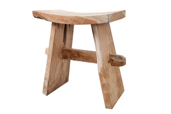 Pouf en teck massif L : 40 cm Landhaus Rustikal