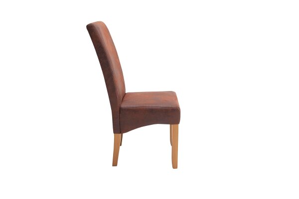 Chaise de salle à manger tissu bois sans accoudoirs brun style colonial