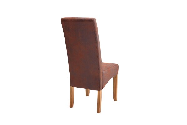 Chaise de salle à manger tissu bois sans accoudoirs brun style colonial