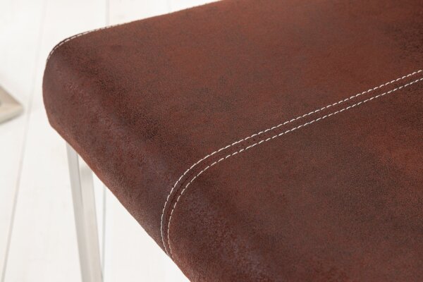 Chaise cantilever Marron Argent Tissu Métal Moderne Salle à manger