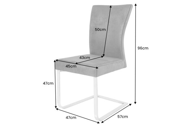 Chaise cantilever Marron Argent Tissu Métal Moderne Salle à manger