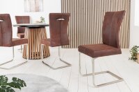 Chaise cantilever Marron Argent Tissu Métal...