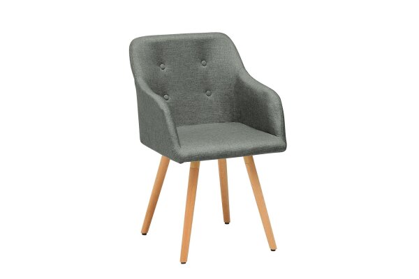 Chaise de salle à manger Tissu bois gris naturel avec accoudoirs