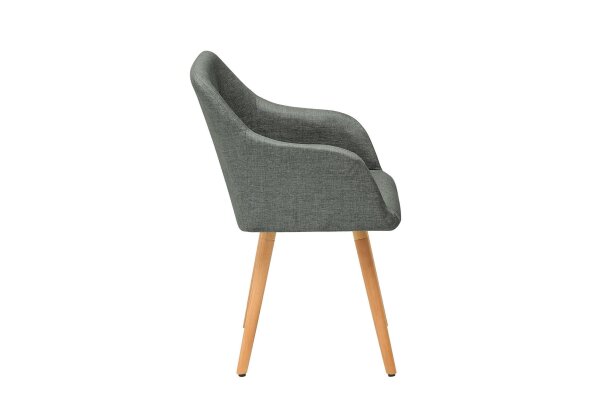 Chaise de salle à manger Tissu bois gris naturel avec accoudoirs