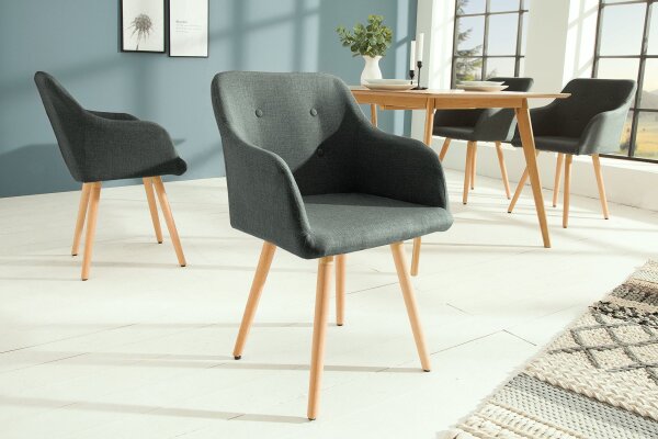 Chaise de salle à manger Tissu bois gris naturel avec accoudoirs