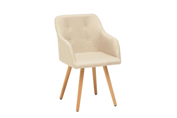 Chaise de salle à manger Tissu Bois avec accoudoirs Naturel Scandinave