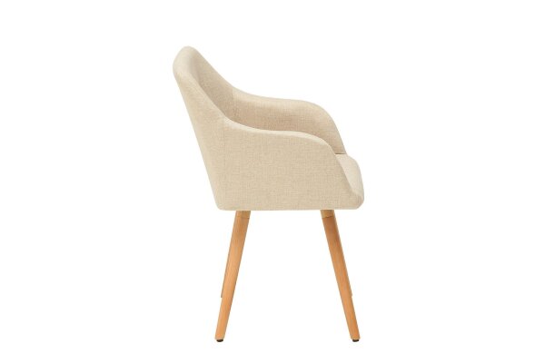 Chaise de salle à manger Tissu Bois avec accoudoirs Naturel Scandinave