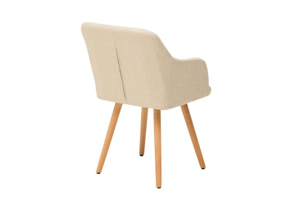 Chaise de salle à manger Tissu Bois avec accoudoirs Naturel Scandinave