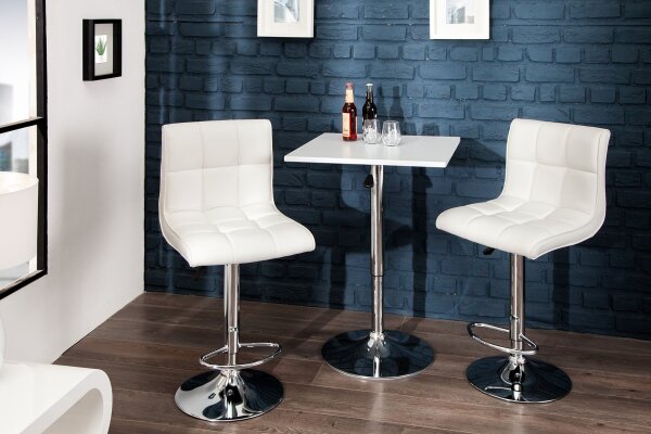 Chaise de comptoir similicuir tissu métal blanc chrome réglable en hauteur