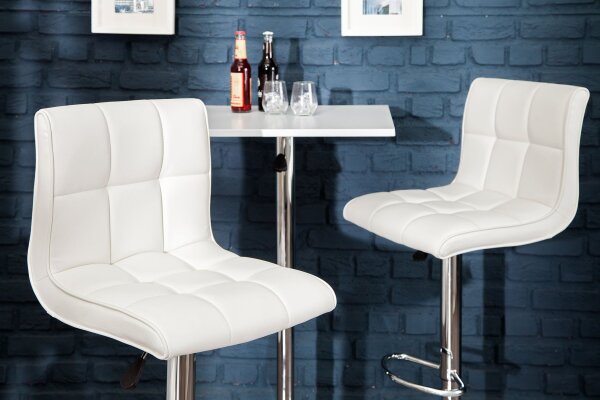 Chaise de comptoir similicuir tissu métal blanc chrome réglable en hauteur