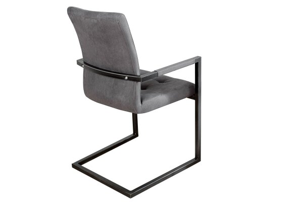 Chaise de salle à manger avec accoudoirs Gris Noir Tissu Métal