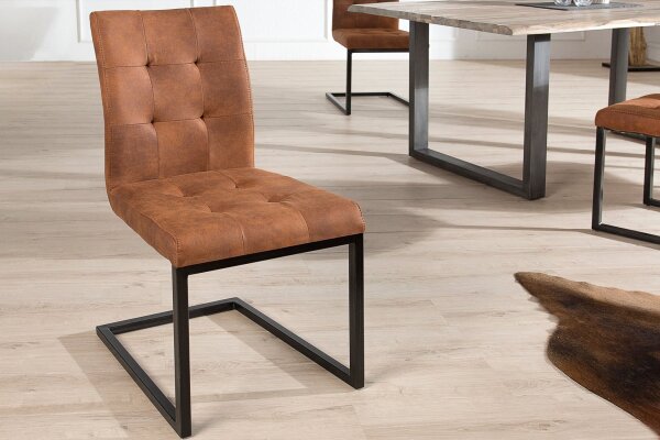 Chaise à bascule Cognac Noir Tissu Métal sans accoudoirs