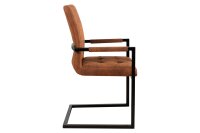 Chaise cantilever avec accoudoirs marron noir tissu fer