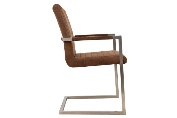Chaise à bascule avec accoudoirs Tissu Acier inoxydable Marron Chrome