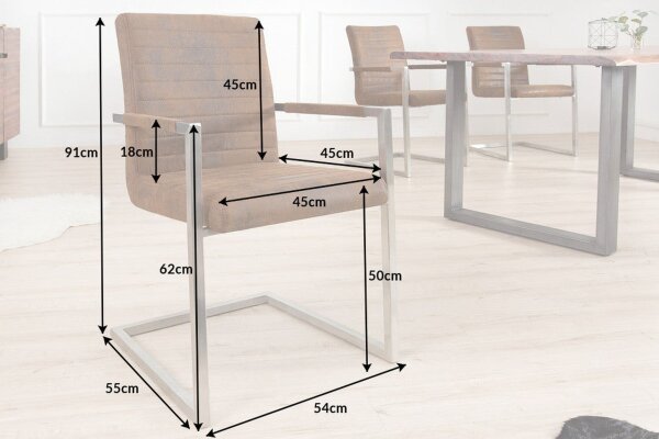 Chaise à bascule avec accoudoirs Tissu Acier inoxydable Marron Chrome
