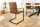 Chaise à piètement luge avec accoudoirs Marron Noir Tissu Métal
