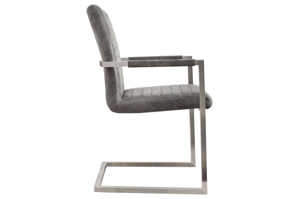 Chaise à bascule Tissu Acier inoxydable Gris Chrome avec accoudoirs