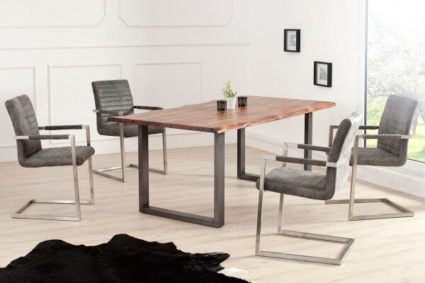 Chaise à bascule Tissu Acier inoxydable Gris Chrome avec accoudoirs