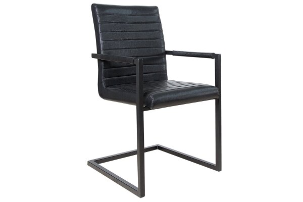 Chaise à bascule noir similicuir acier inoxydable avec accoudoirs