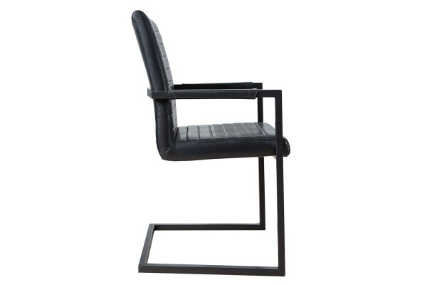 Chaise à bascule noir similicuir acier inoxydable avec accoudoirs