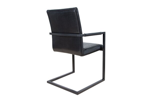 Chaise à bascule noir similicuir acier inoxydable avec accoudoirs