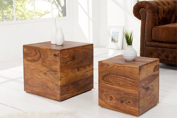 Lot de 2 tables dappoint en bois de sheesham massif polyvalent