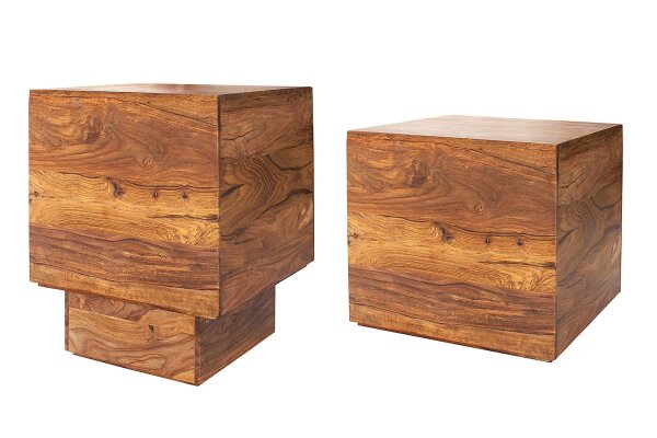 Lot de 2 tables dappoint en bois de sheesham massif polyvalent