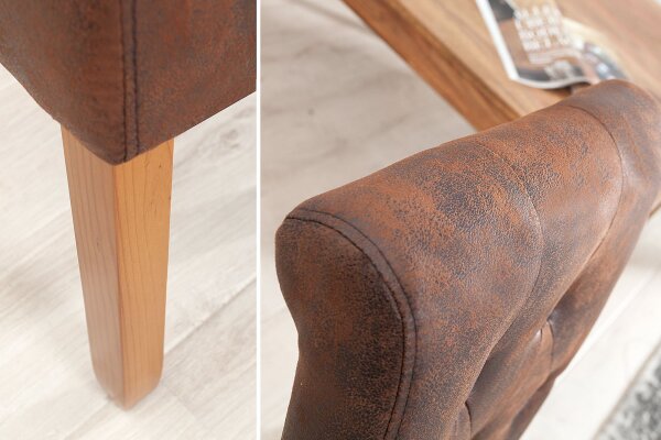 Chaise de salle à manger sans accoudoirs Marron style colonial Tissu bois