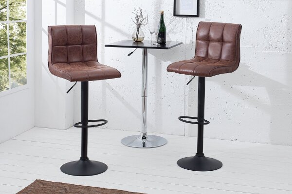 Chaise de comptoir réglable en hauteur Tissu Métal Marron Noir