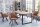 Chaise de salle à manger tissu métal marron noir avec accoudoirs