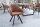 Chaise de salle à manger tissu métal marron noir avec accoudoirs