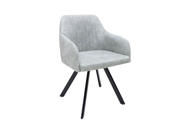 Chaise avec accoudoirs Gris Noir en tissu Métal Salle à manger