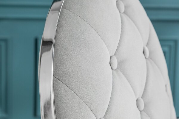 Chaise de salle à manger avec accoudoirs velours acier inoxydable gris argenté