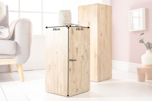 Podestat en bois dacacia massif, hauteur 50 cm, pour plantes décoratives