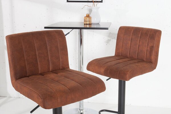 Chaise de comptoir réglable en hauteur Marron Noir Tissu Métal