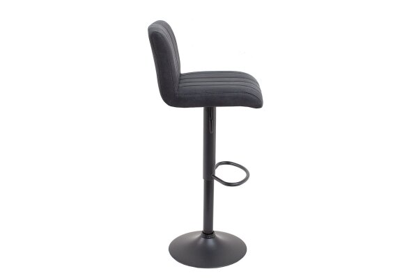 Tabouret de bar réglable en hauteur Gris Noir Tissu Métal
