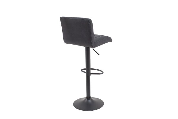 Tabouret de bar réglable en hauteur Gris Noir Tissu Métal