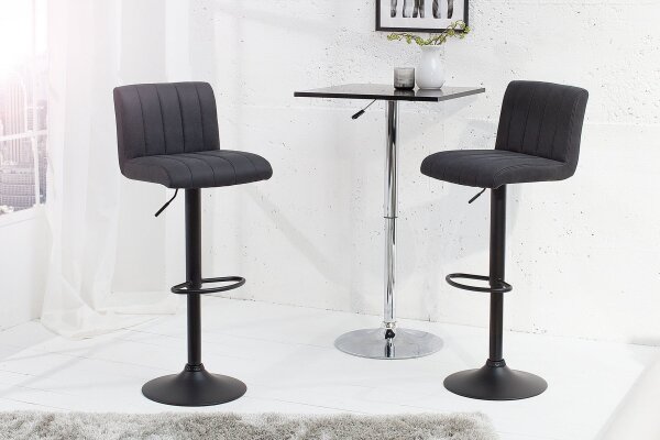 Tabouret de bar réglable en hauteur Gris Noir Tissu Métal