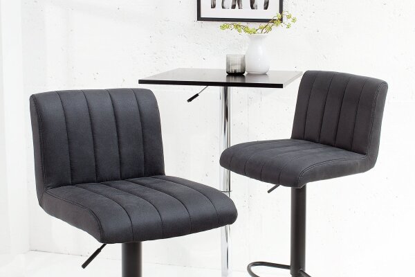 Tabouret de bar réglable en hauteur Gris Noir Tissu Métal