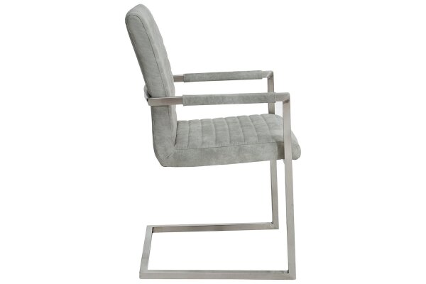 Chaise à piétement luge avec accoudoirs Tissu Acier inoxydable Gris Chrome