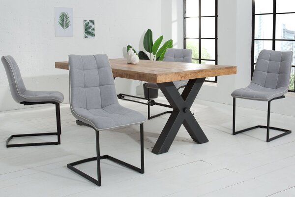 Chaise à bascule Tissu Métal gris noir sans accoudoirs
