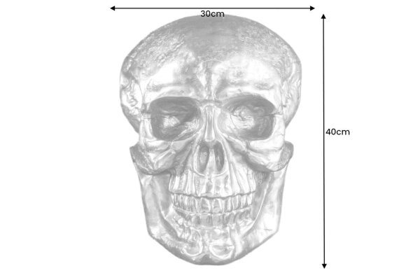 Décoration murale tête de mort en or H : 40 cm en métal