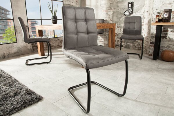 Chaise cantilever Gris Noir Tissu Fer Moderne