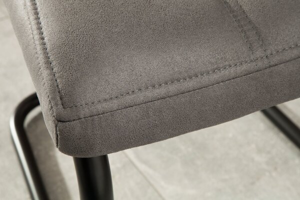 Chaise cantilever Gris Noir Tissu Fer Moderne
