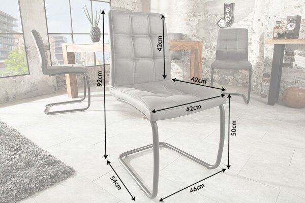 Chaise cantilever Gris Noir Tissu Fer Moderne